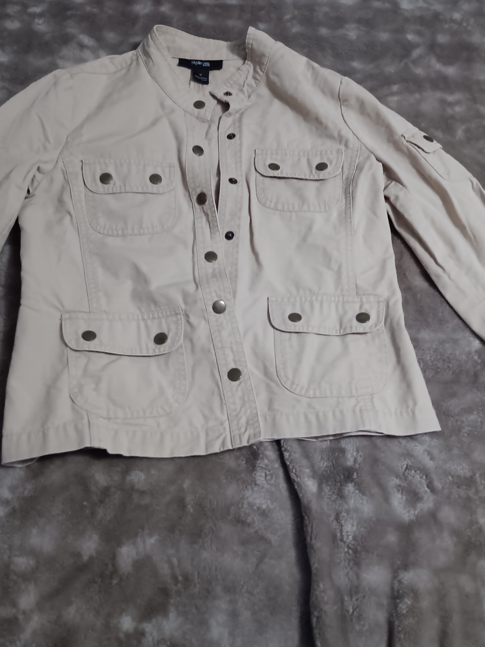 Style & Co. Cream Utility Jacket with Front Pockets